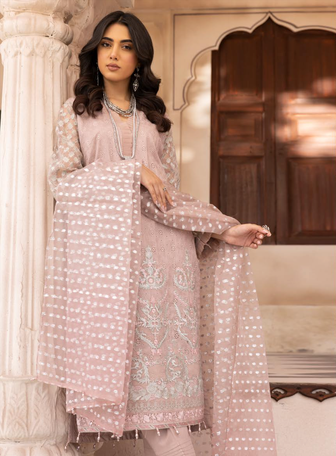 Dusty Pink Chikankari Ladies Suit