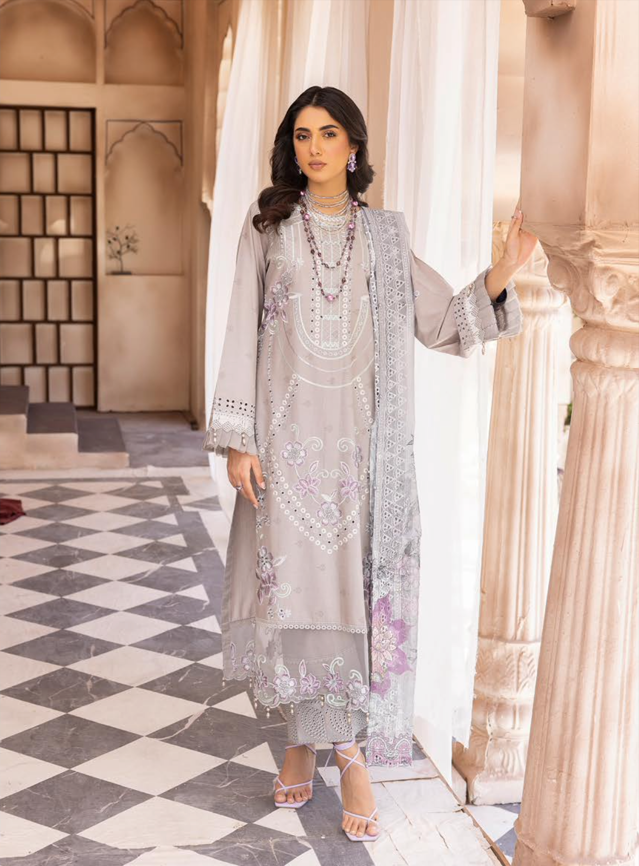 Grey Chikankari Ladies Suit