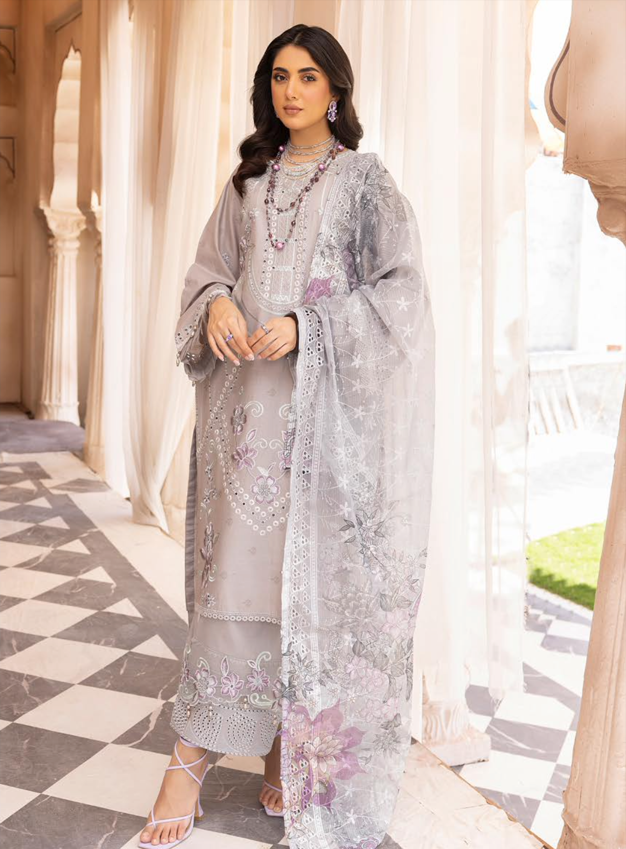 Grey Chikankari Ladies Suit