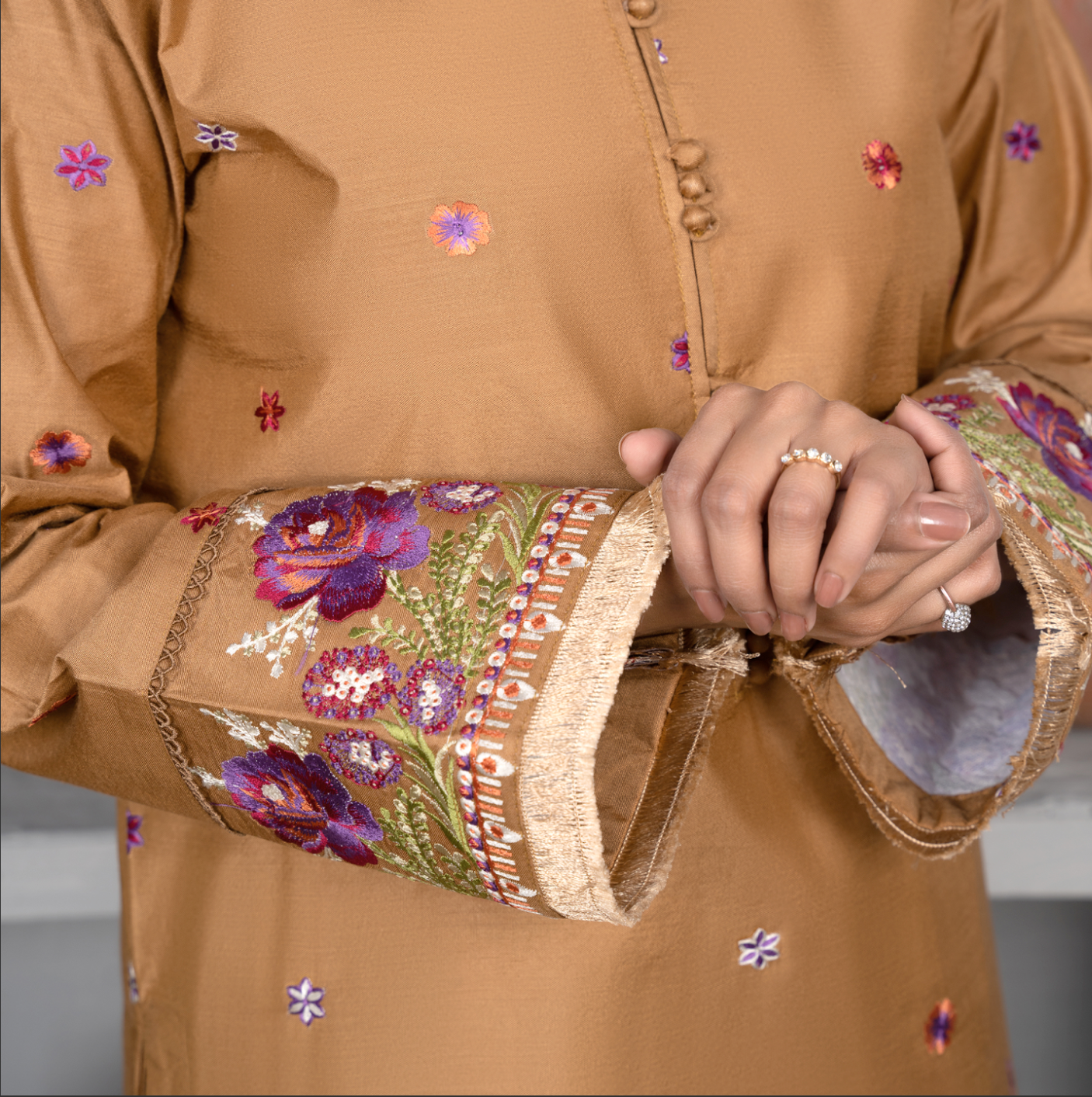 Brown Daisy Viscose Ladies Suit