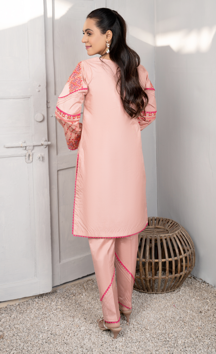 Pink Daisy Viscose Ladies Suit