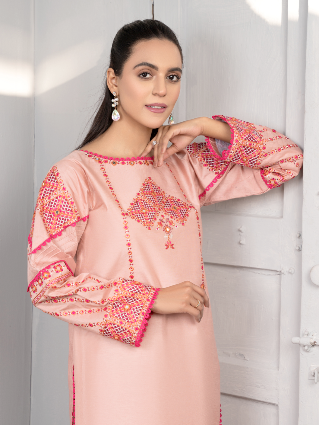 Pink Daisy Viscose Ladies Suit