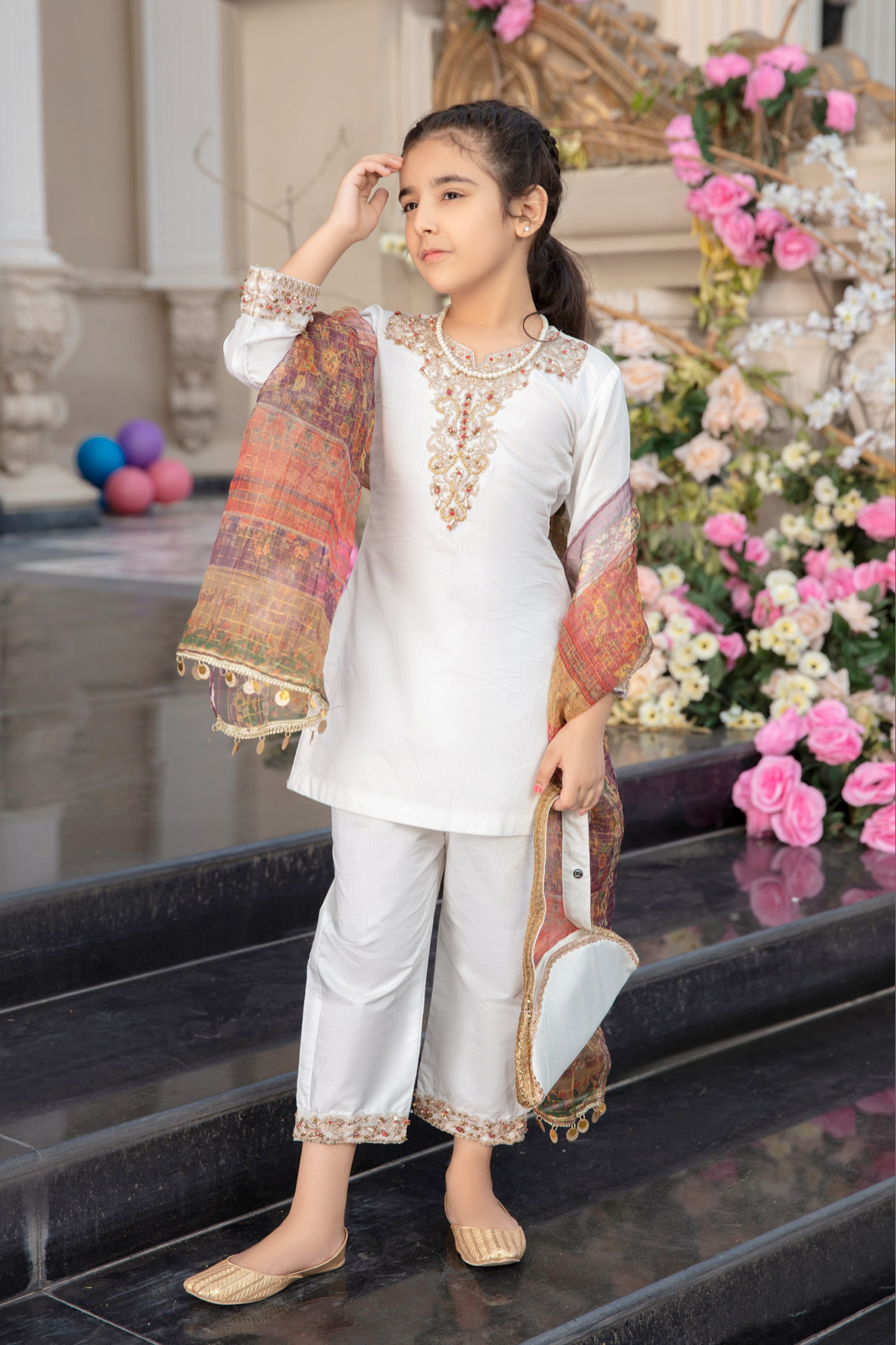 White IVANA Luxury Girls Suit
