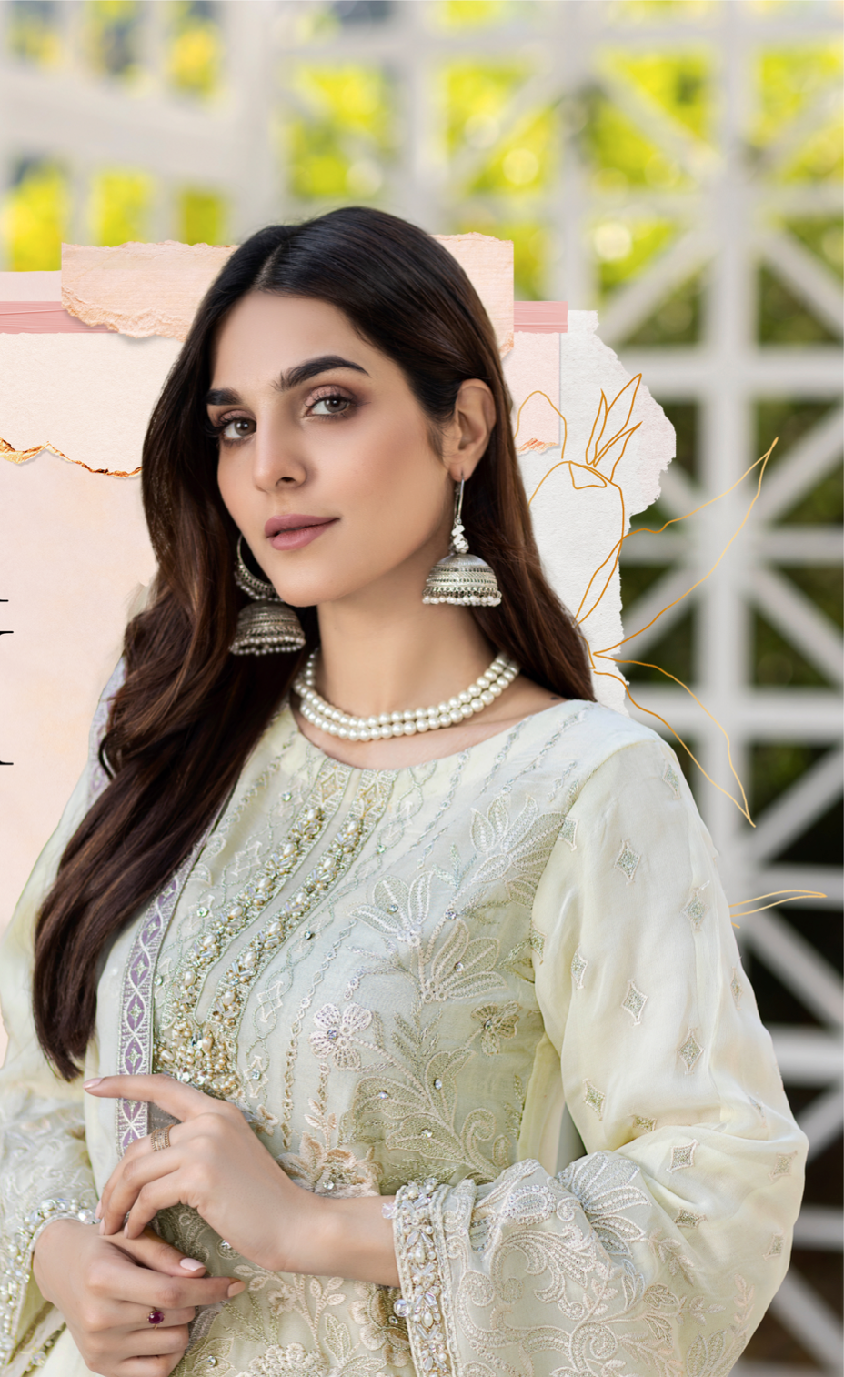 Off White Cream 'Marshmallow' Amber Luxury Chiffon Ladies Suit