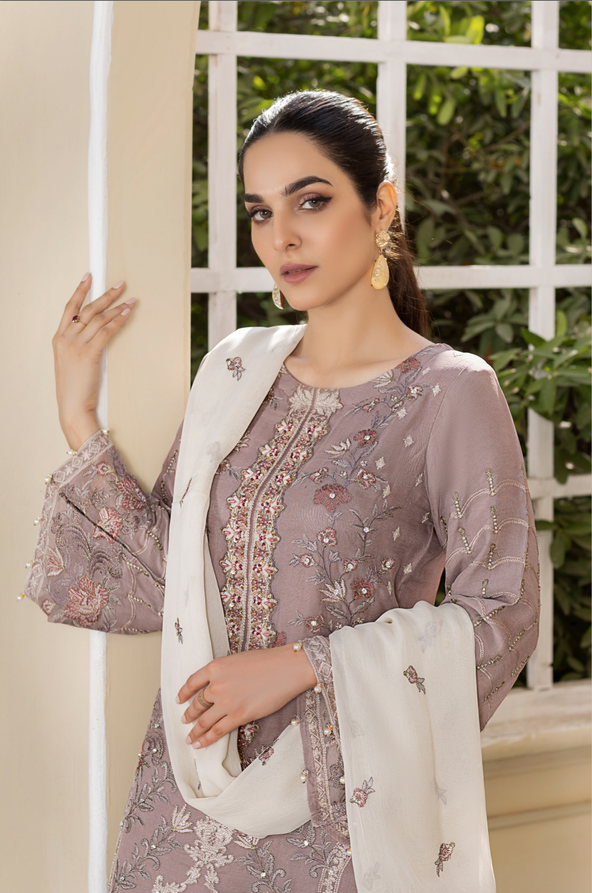 Dusty Lilac 'Berry Blossom' Amber Luxury Chiffon Ladies Suit