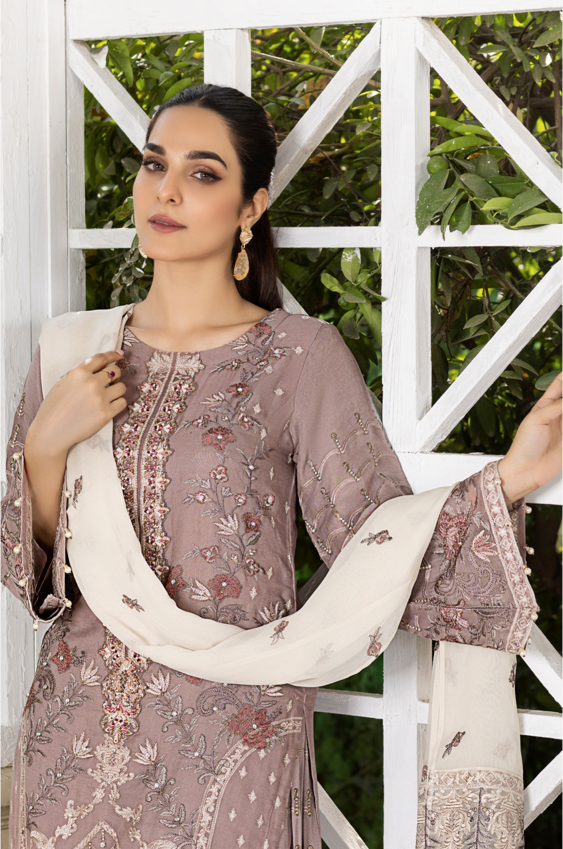 Dusty Lilac 'Berry Blossom' Amber Luxury Chiffon Ladies Suit
