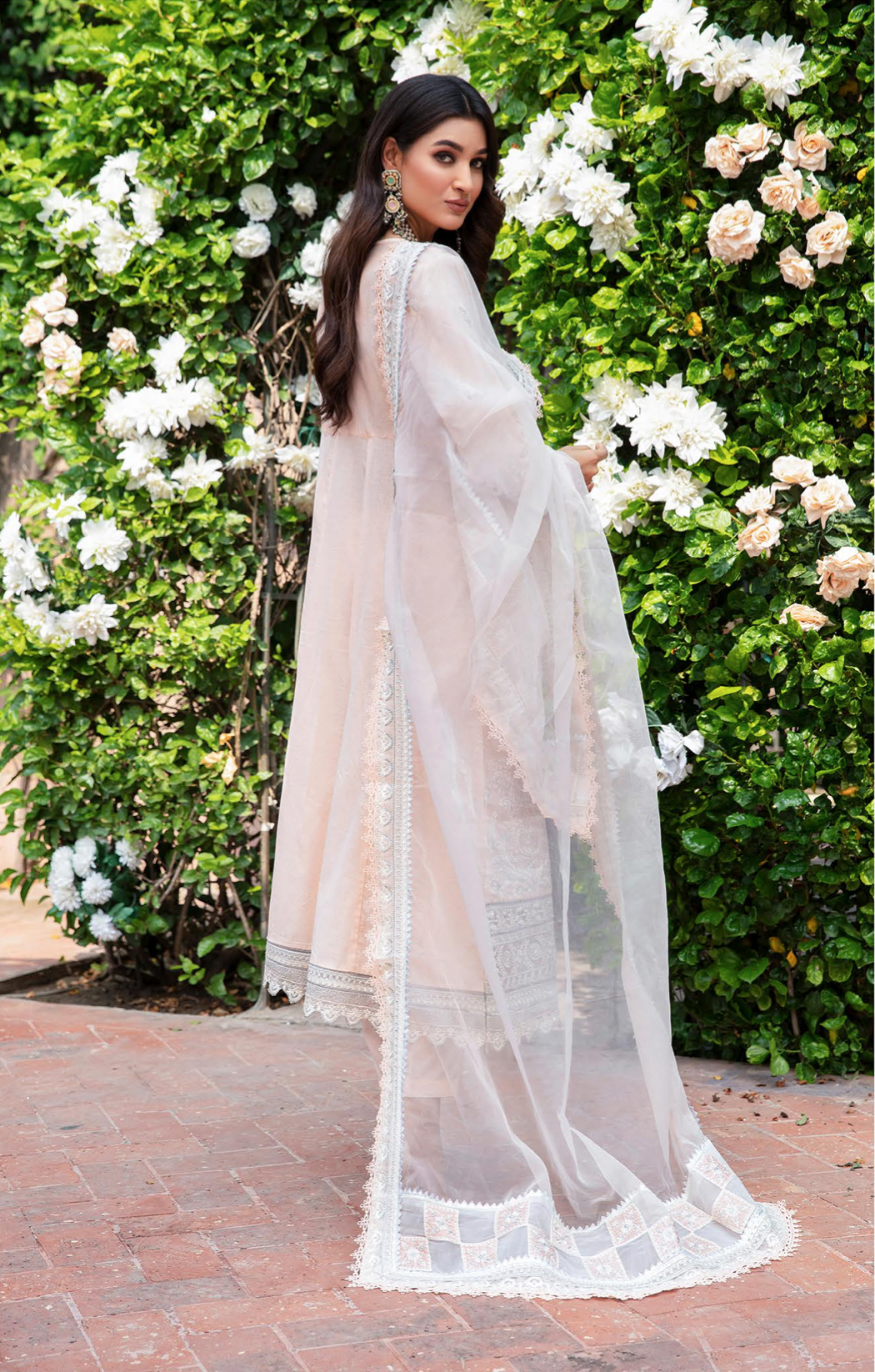 Light Peach Pink Fiesta Luxury Lawn Ladies Suit