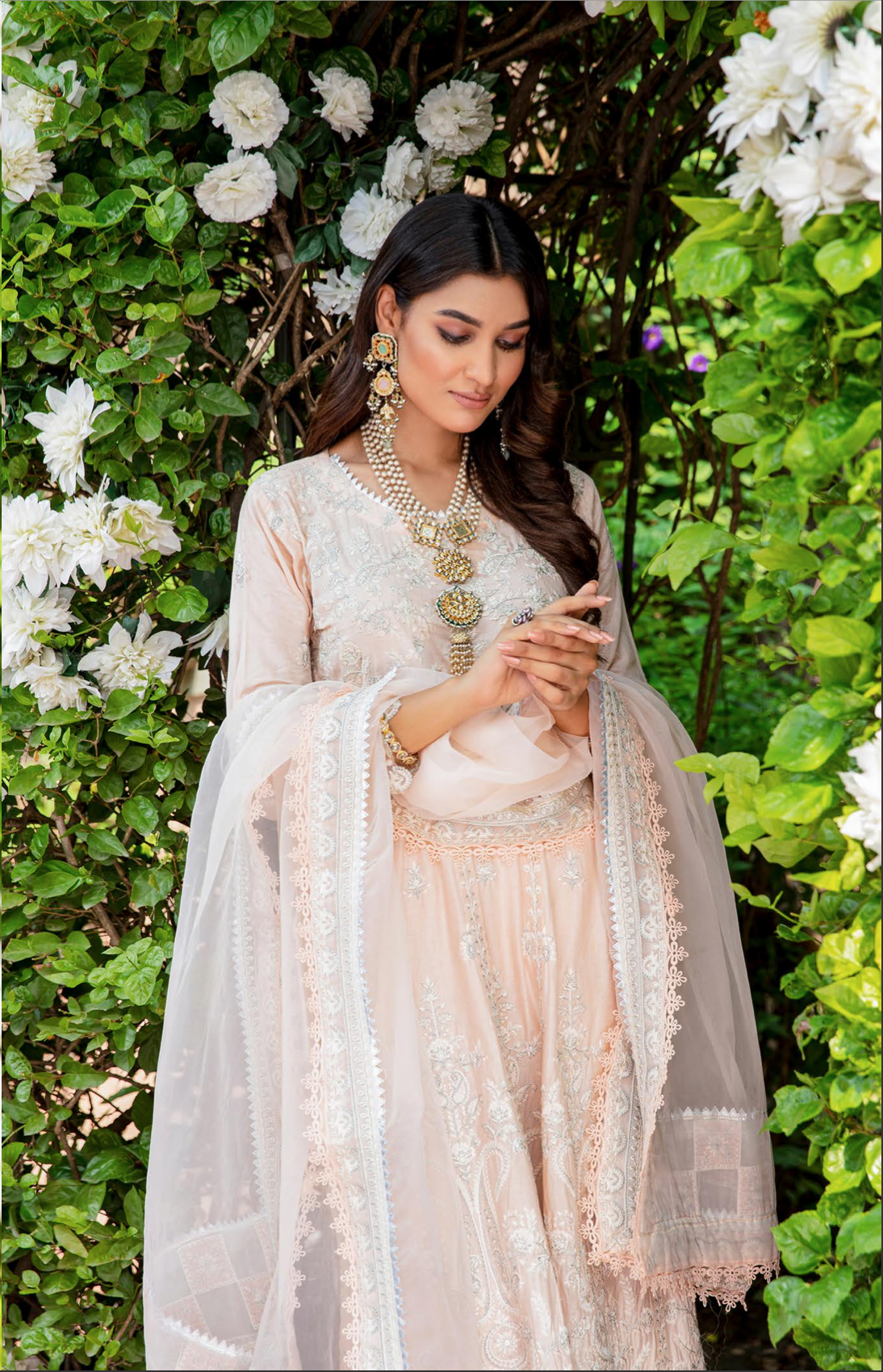 Light Peach Pink Fiesta Luxury Lawn Ladies Suit