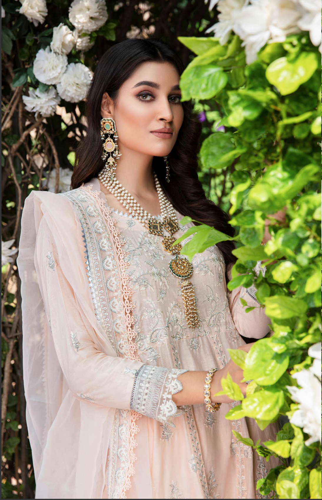 Light Peach Pink Fiesta Luxury Lawn Ladies Suit