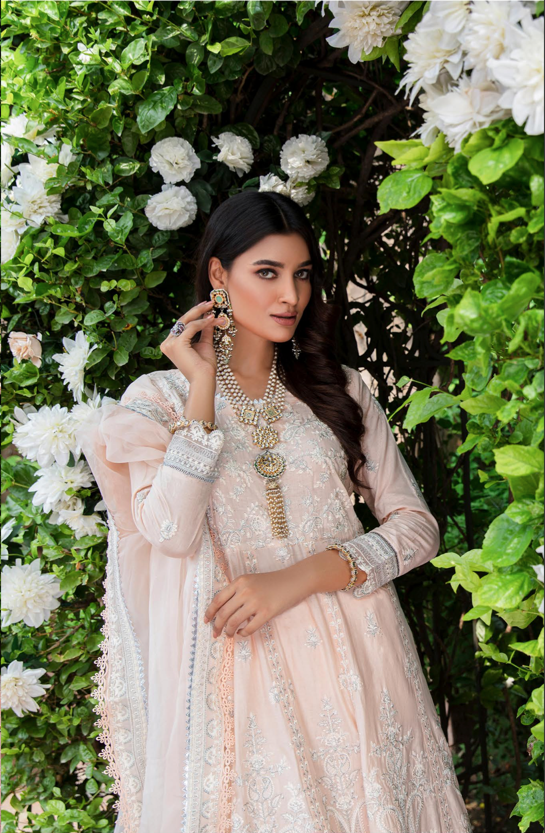 Light Peach Pink Fiesta Luxury Lawn Ladies Suit