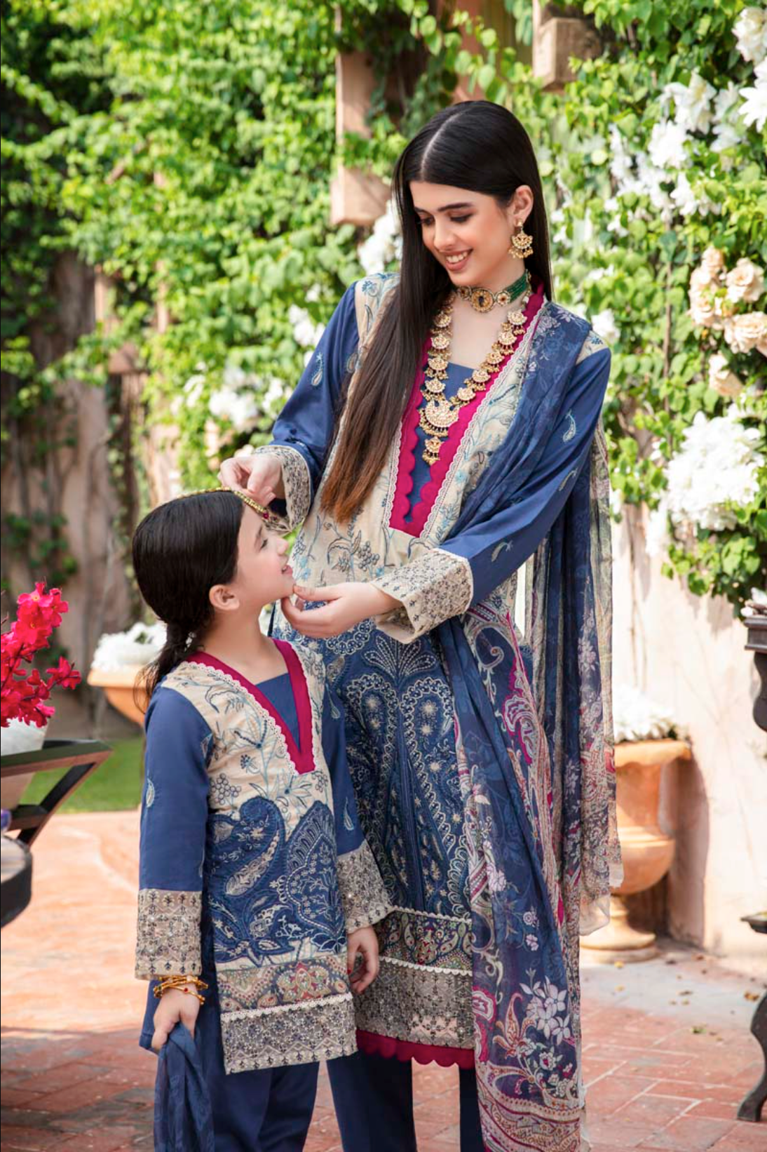 Navy Blue Fiesta Luxury Lawn Girls Suit
