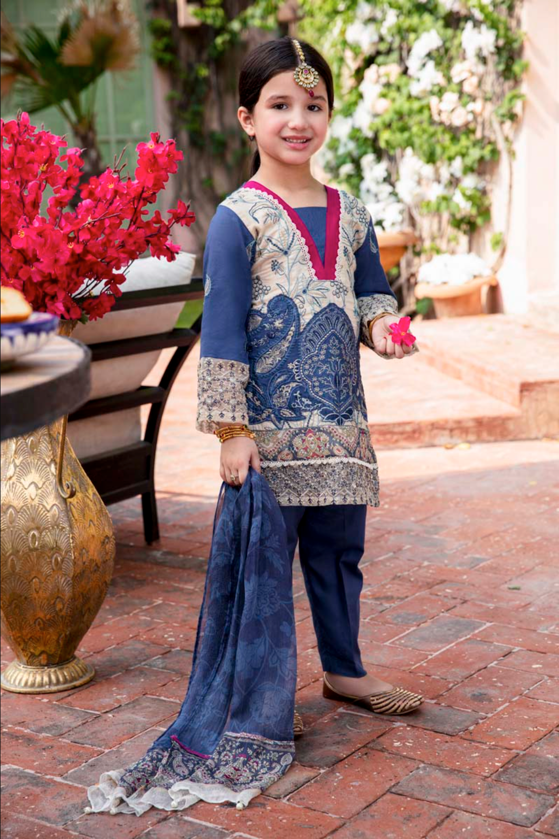 Navy Blue Fiesta Luxury Lawn Girls Suit