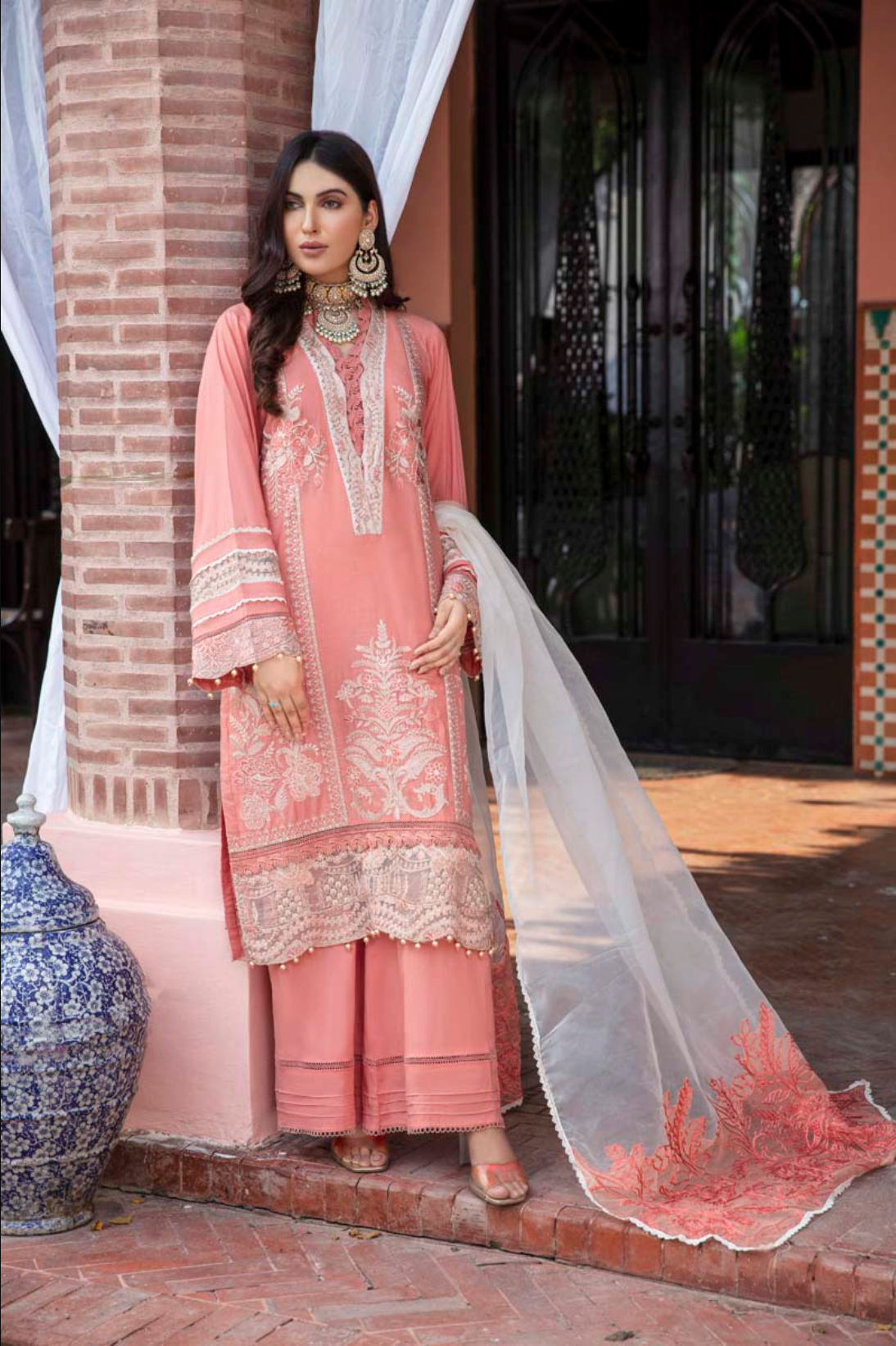 Dark Peach Fiesta Luxury Lawn Girls Suit
