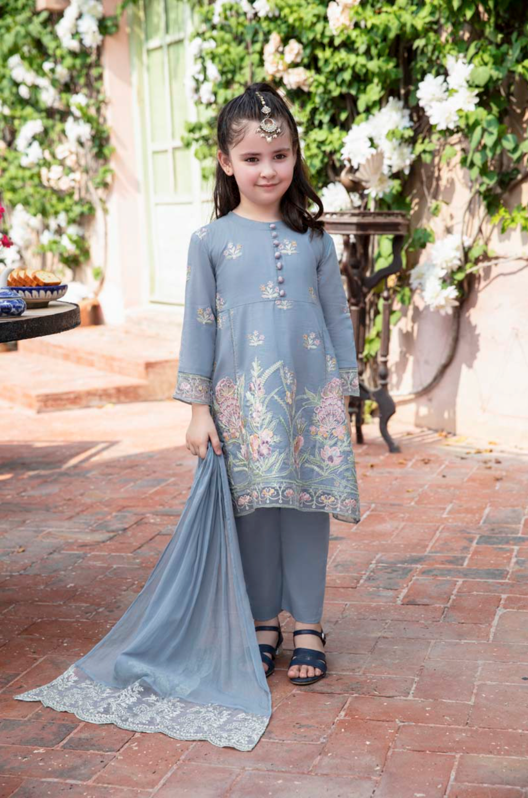 Blue Fiesta Luxury Lawn Girls Suit
