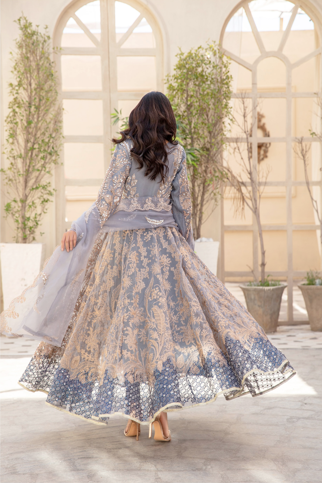 Grey IVANA Luxury Net Ladies Suit