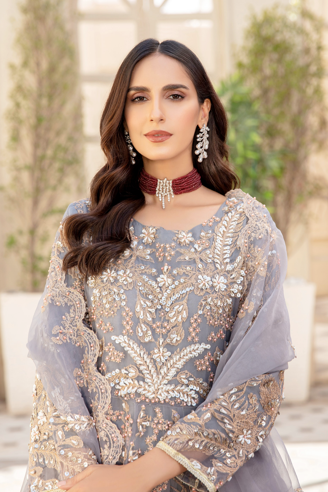 Grey IVANA Luxury Net Ladies Suit