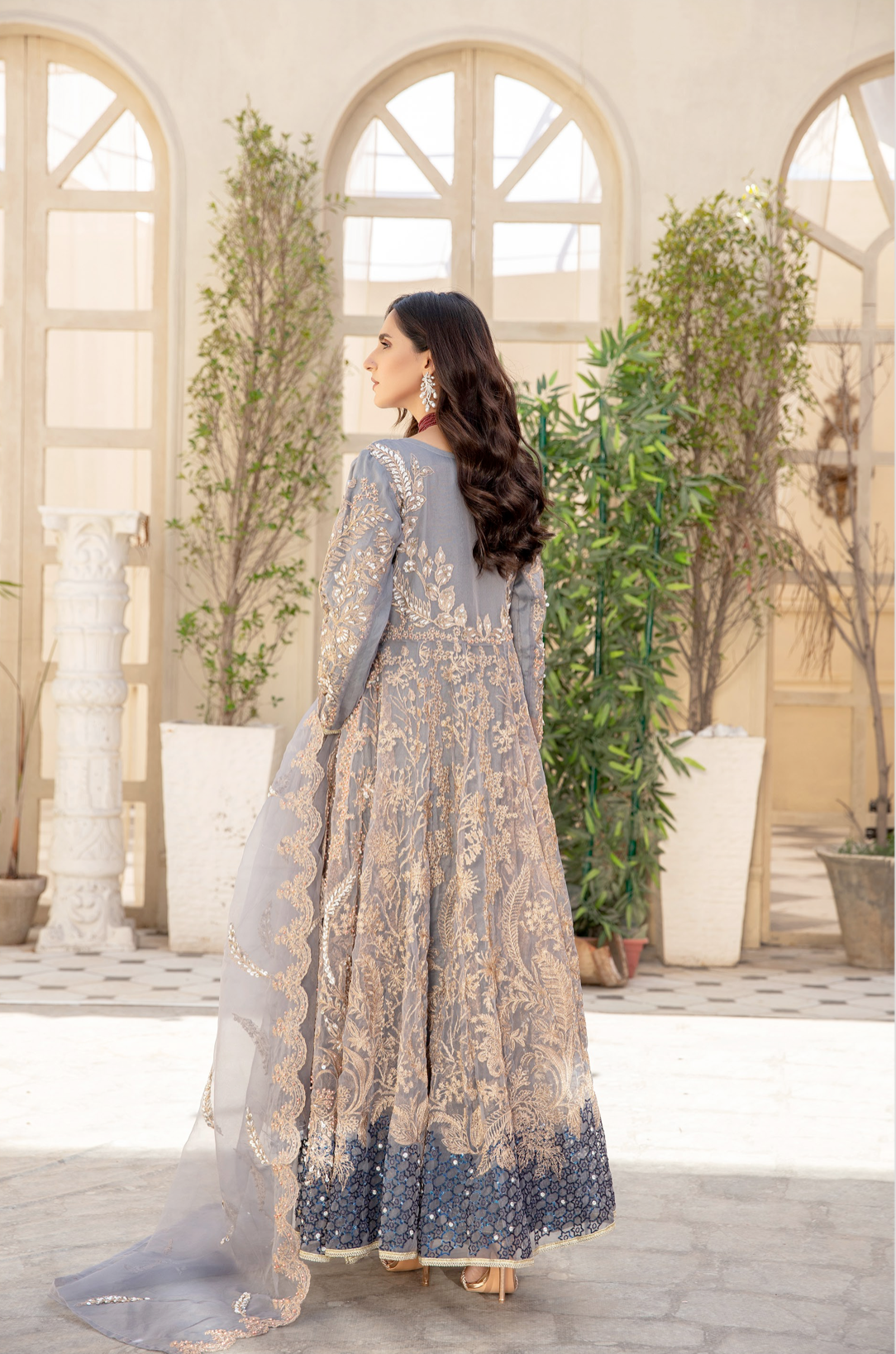 Grey IVANA Luxury Net Ladies Suit