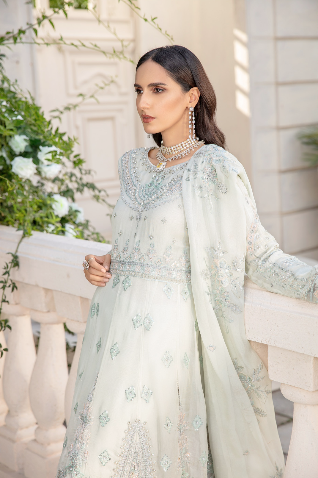 Light Mint Green IVANA Luxury Chiffon Ladies Suit