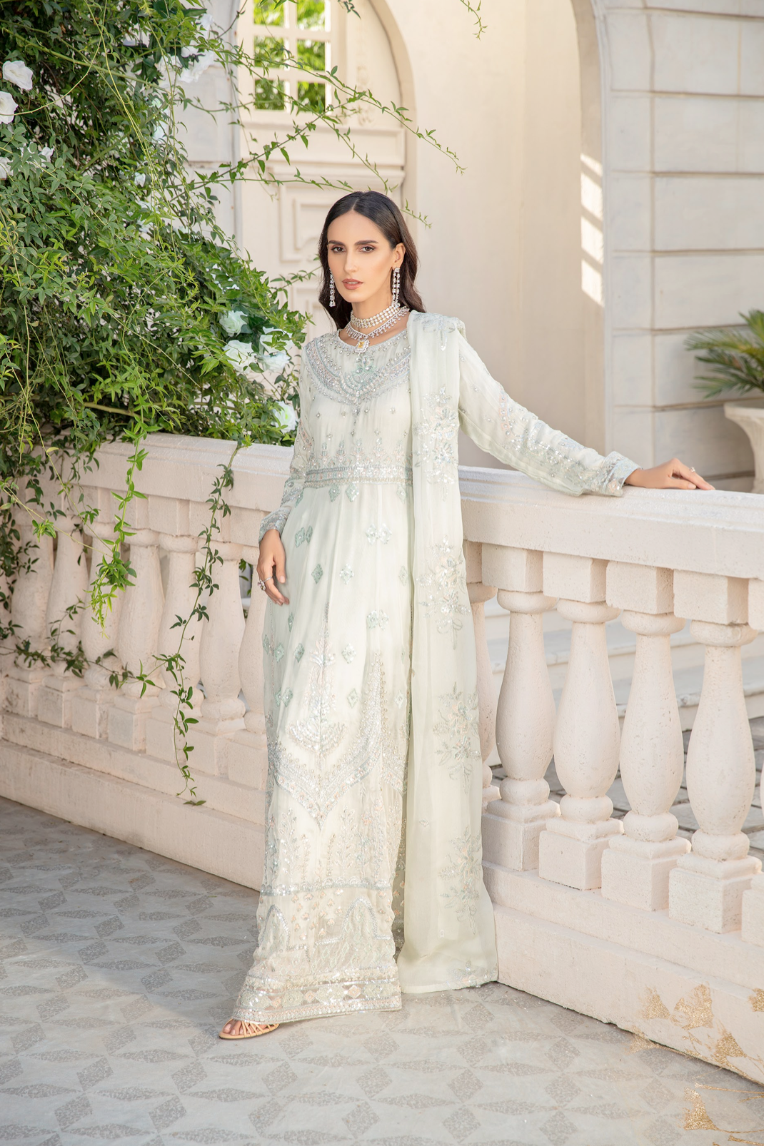 Light Mint Green IVANA Luxury Chiffon Ladies Suit