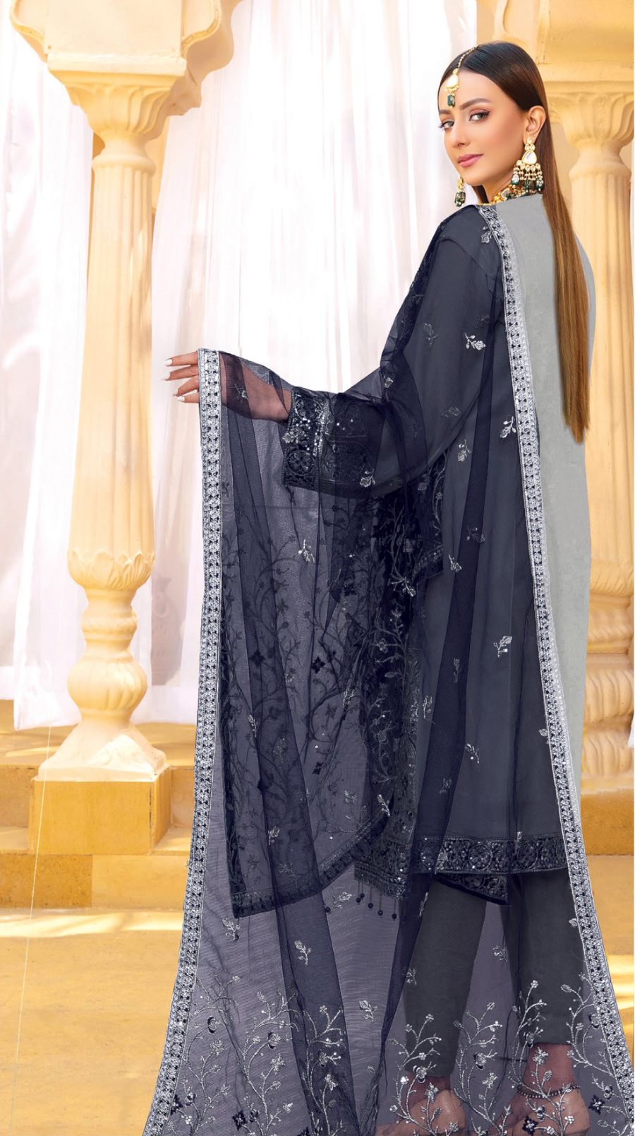 Grey Urshia Luxury Chiffon Ladies Suit