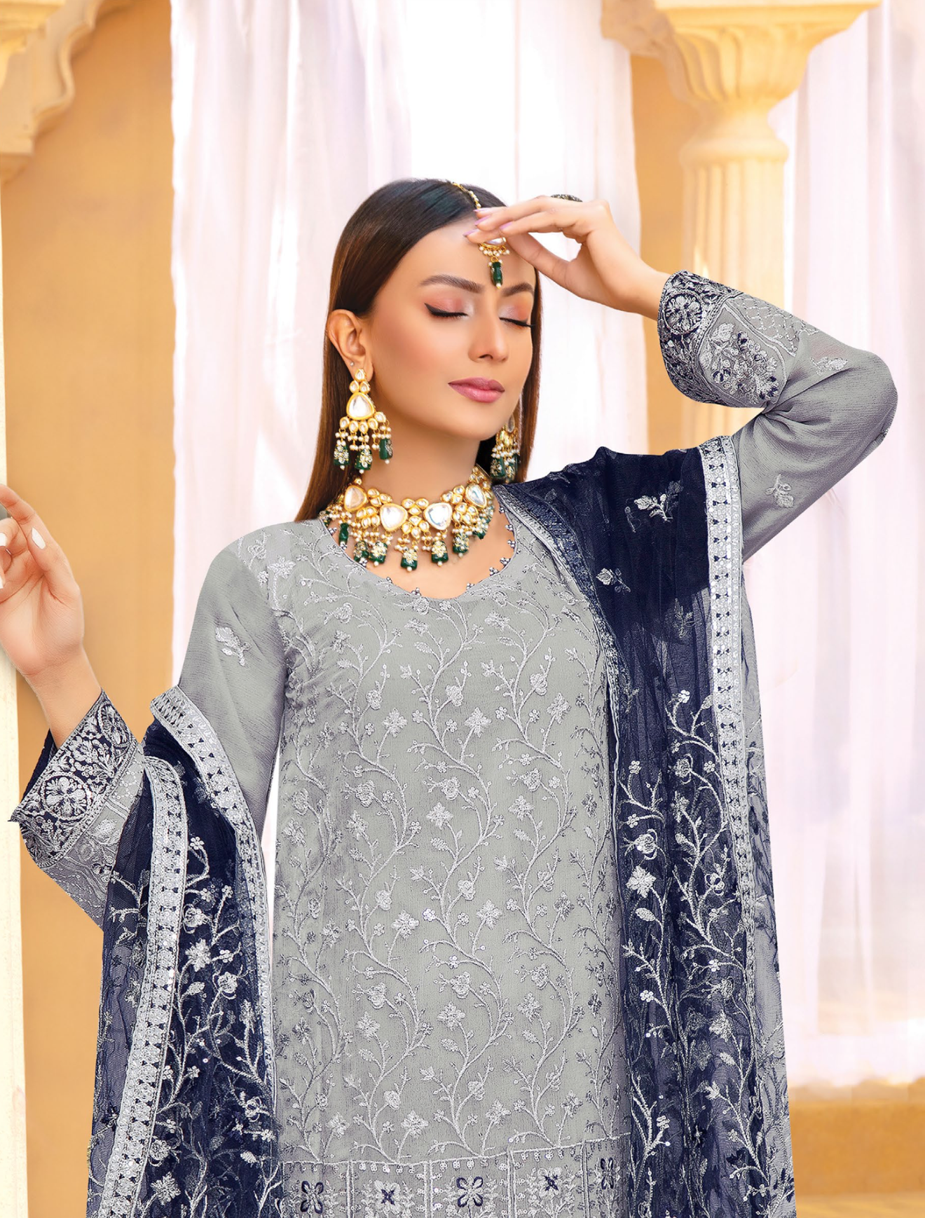 Grey Urshia Luxury Chiffon Ladies Suit