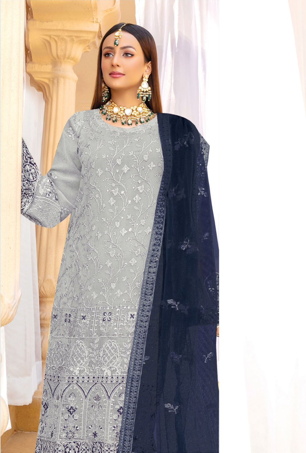 Grey Urshia Luxury Chiffon Ladies Suit