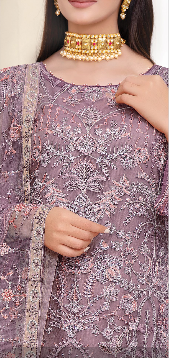 Dusty Pink Urshia Luxury Net Ladies Suit