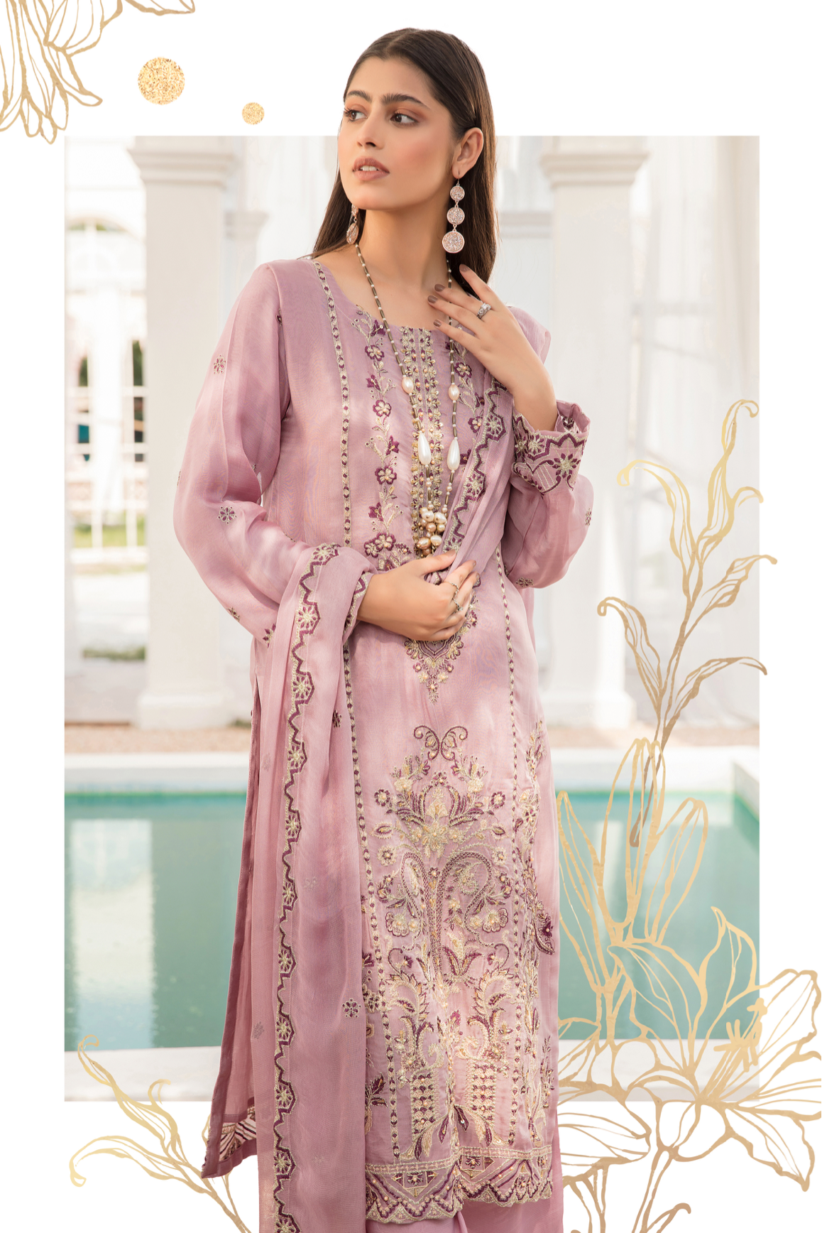 Lilac Evelyn Chiffon Ladies Suit