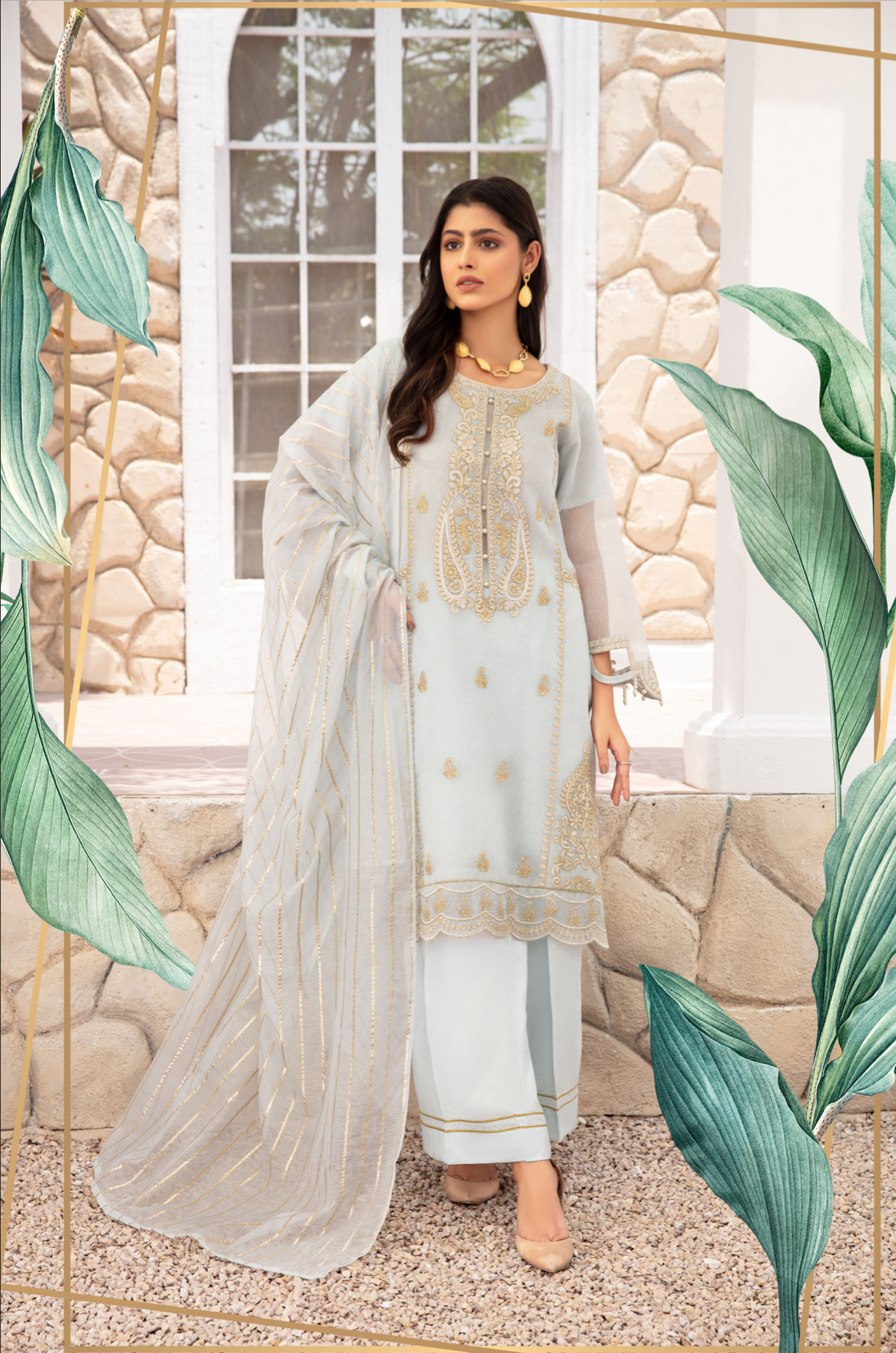 Light Blue Blair Soft Cotton Net Ladies Suit