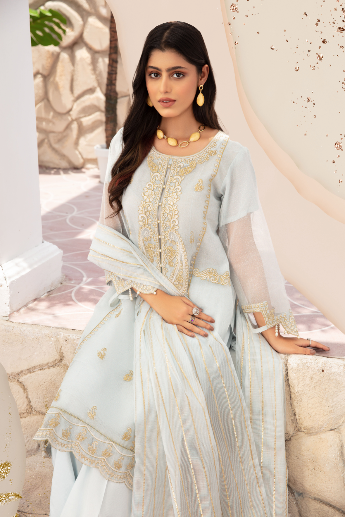 Light Blue Blair Soft Cotton Net Ladies Suit