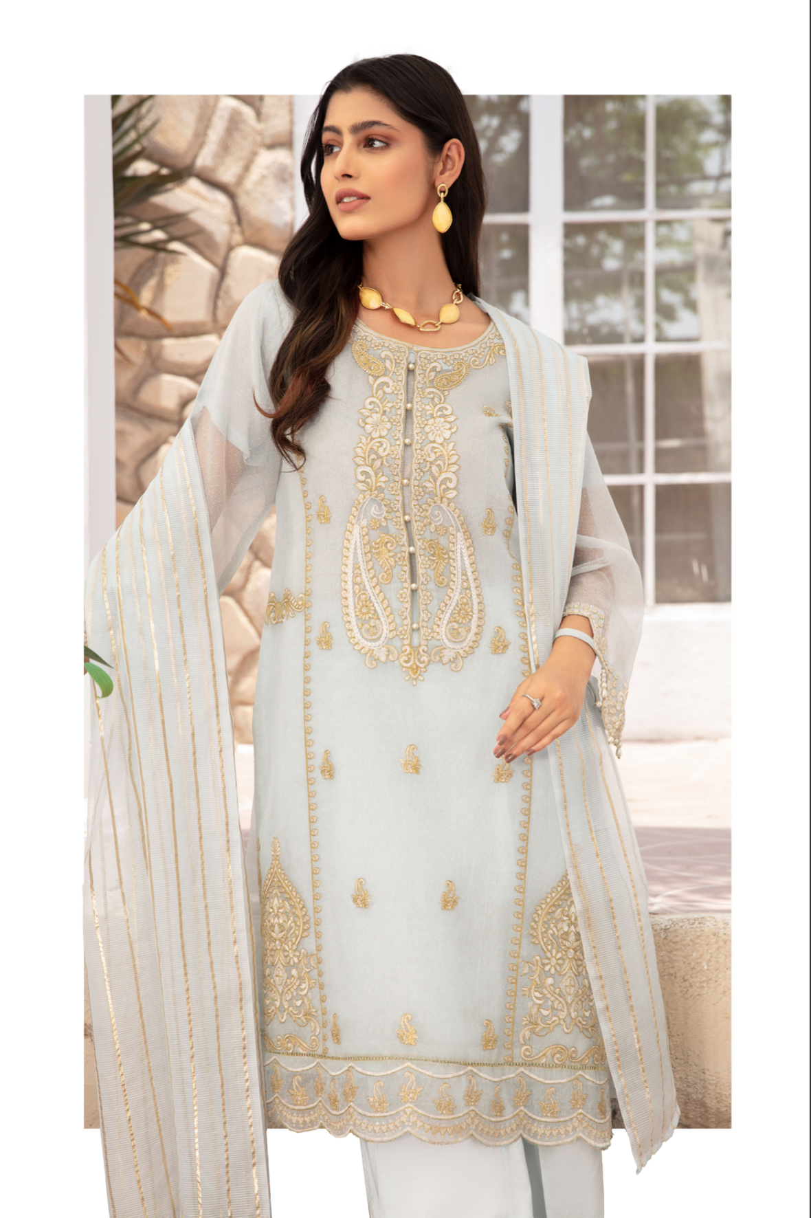 Light Blue Blair Soft Cotton Net Ladies Suit