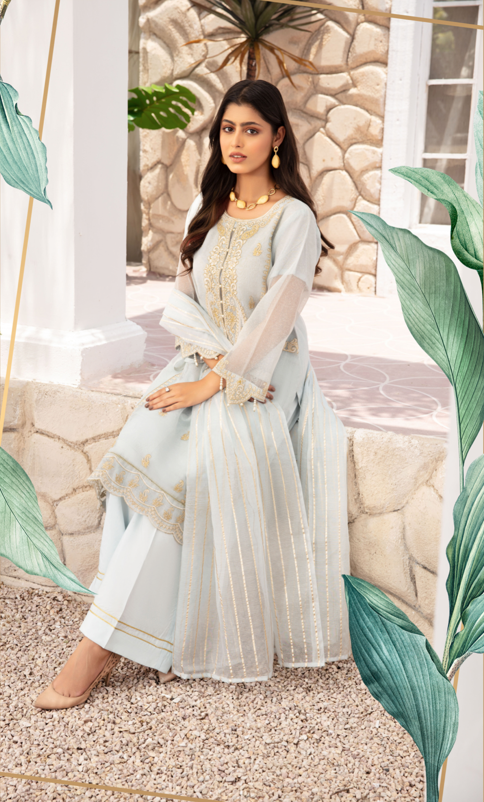 Light Blue Blair Soft Cotton Net Ladies Suit