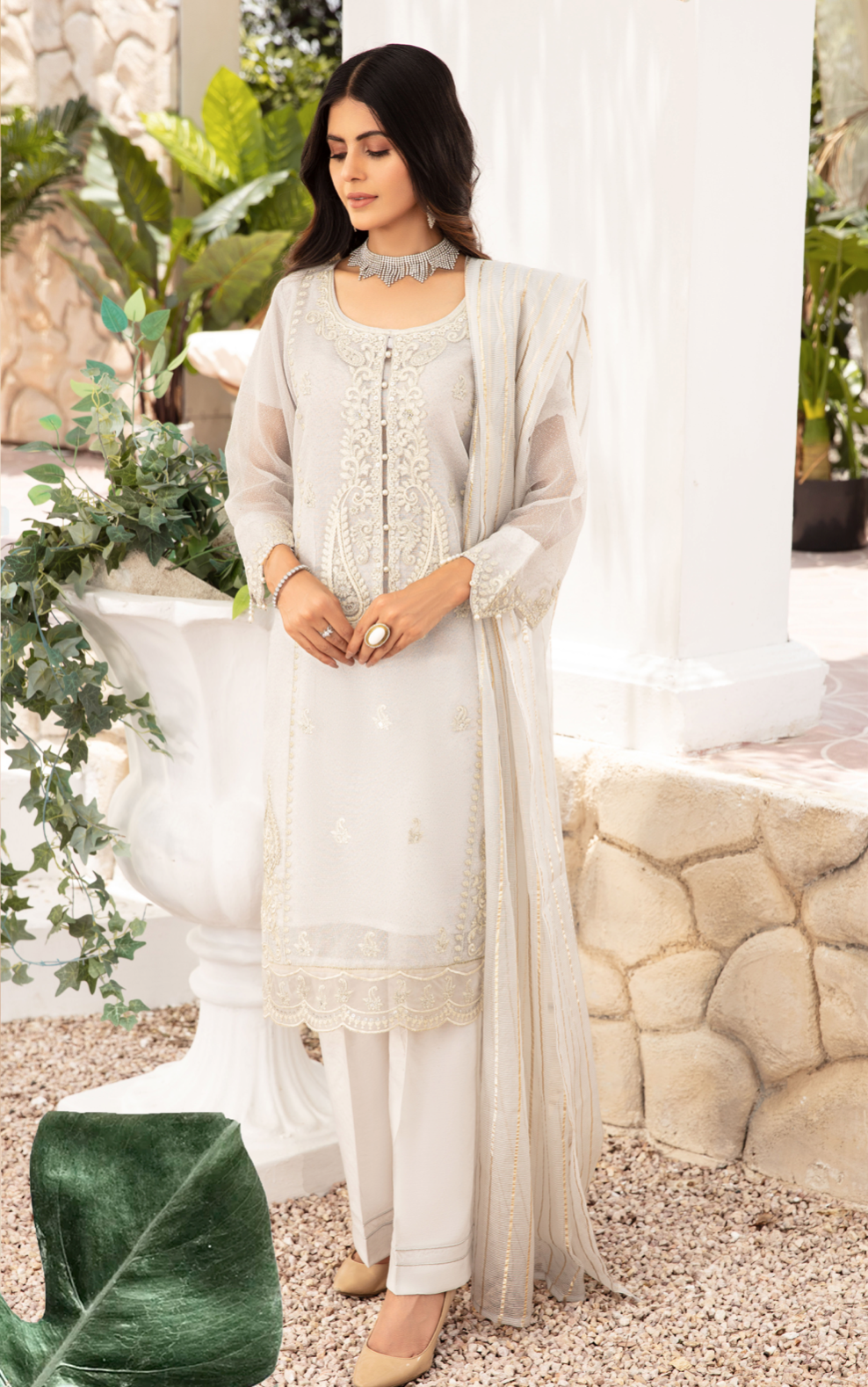Light Grey Blair Soft Cotton Net Ladies Suit