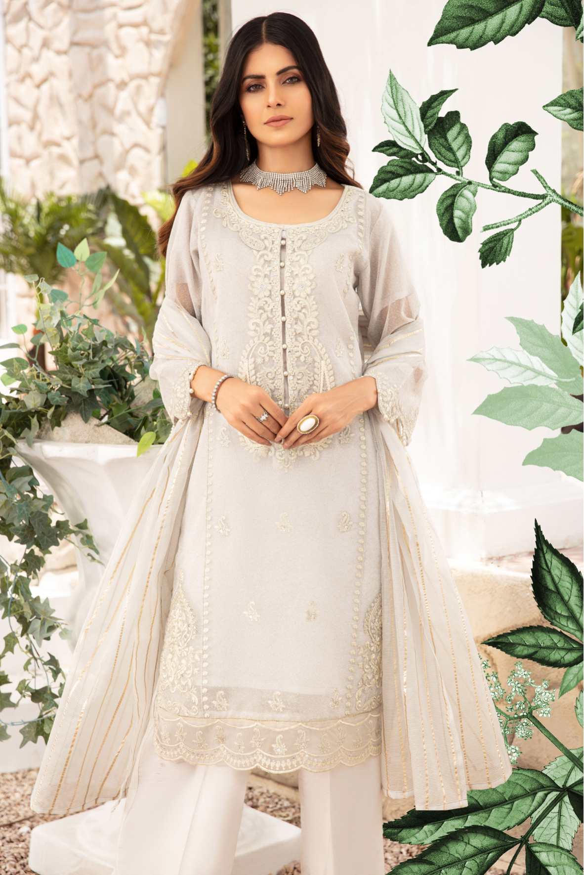 Light Grey Blair Soft Cotton Net Ladies Suit
