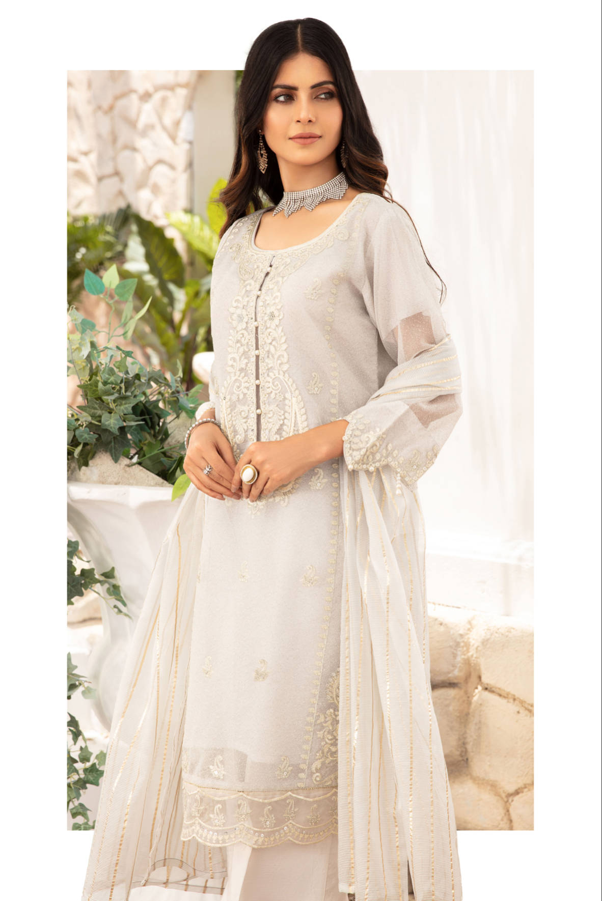 Light Grey Blair Soft Cotton Net Ladies Suit