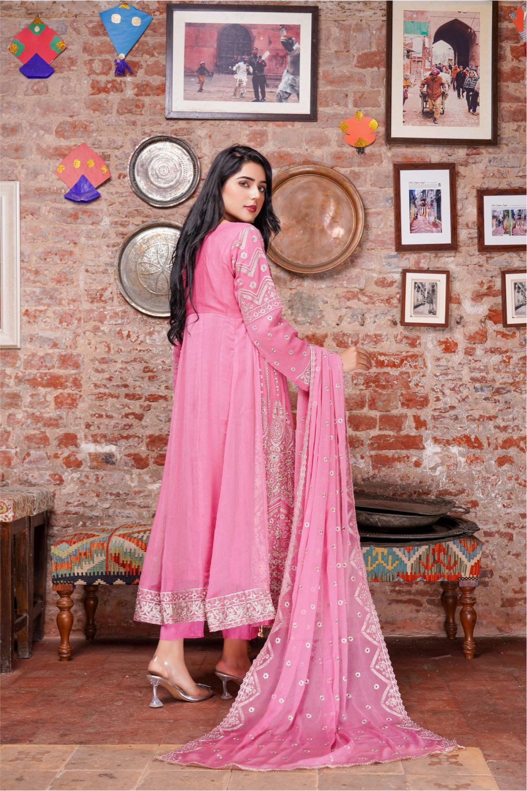 Pink Chiffon Ladies Suit