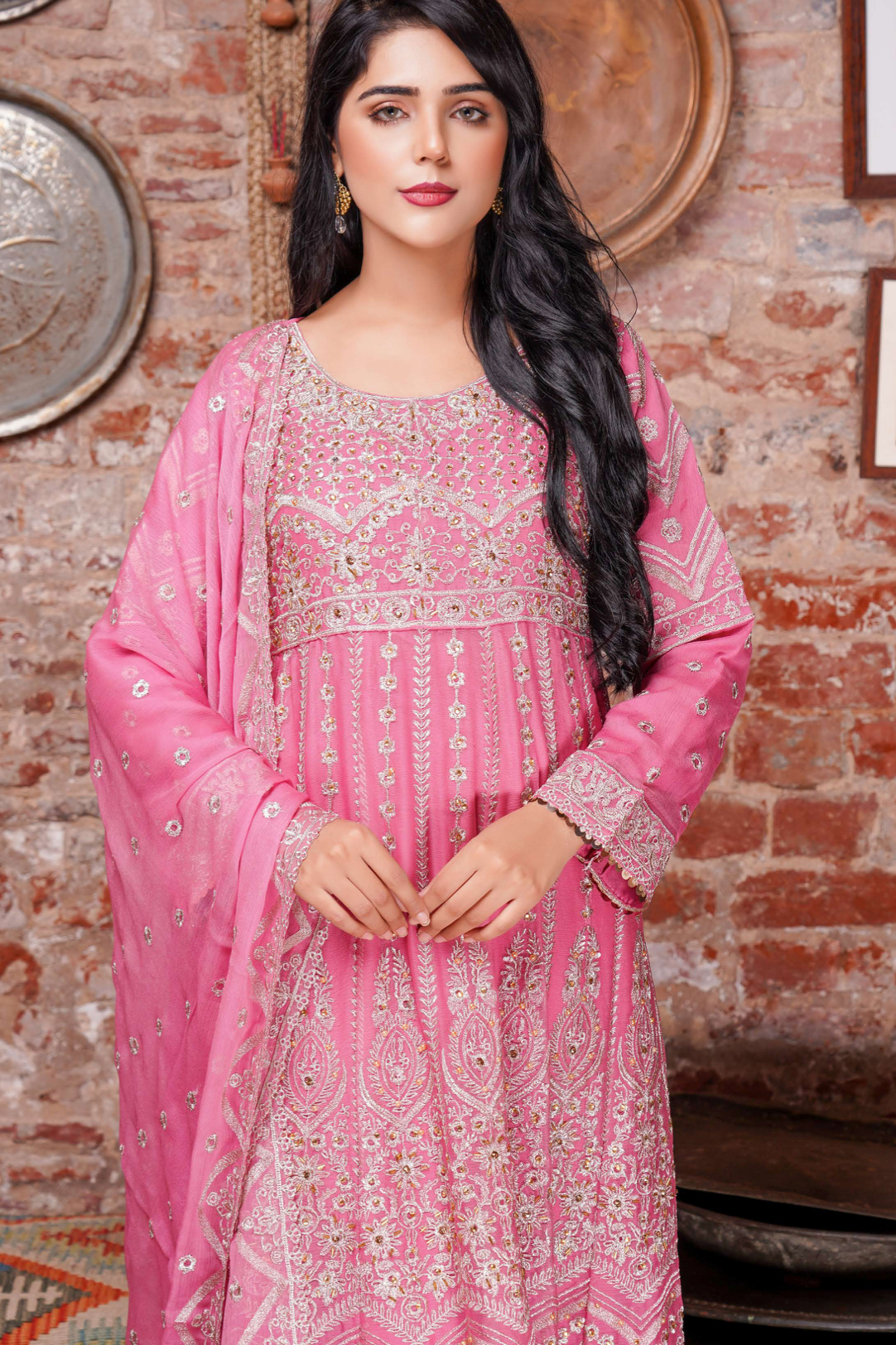 Pink Chiffon Ladies Suit