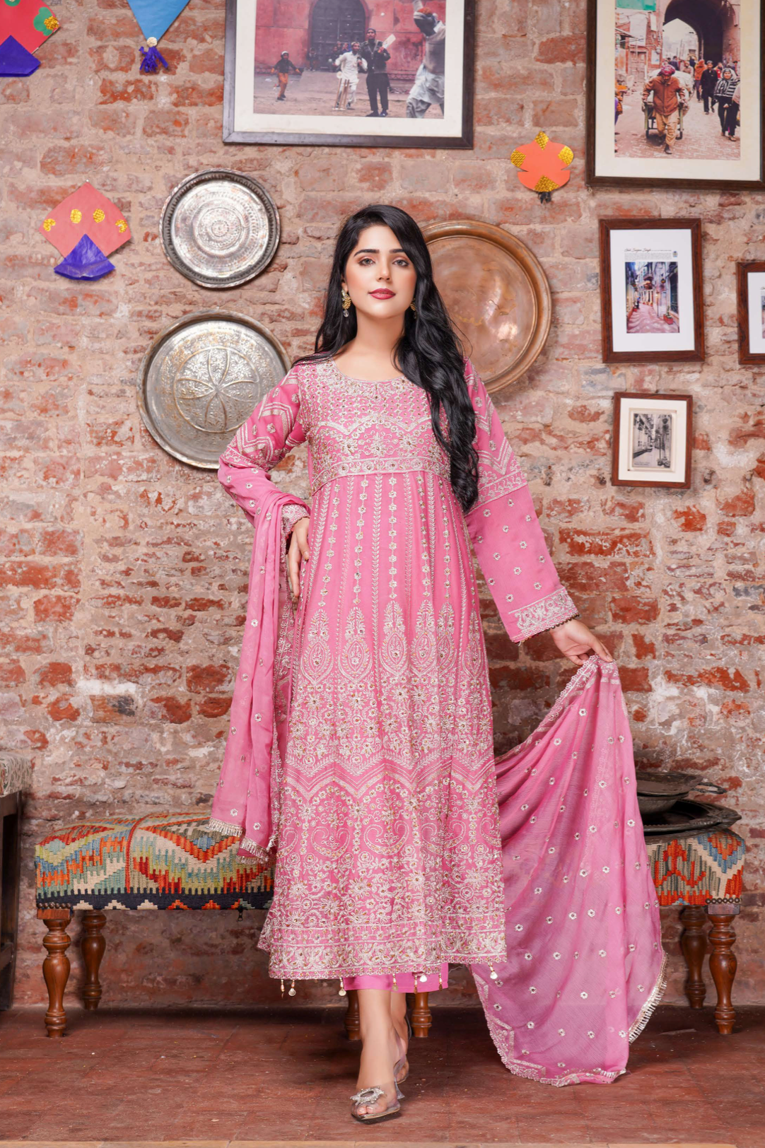 Pink Chiffon Ladies Suit