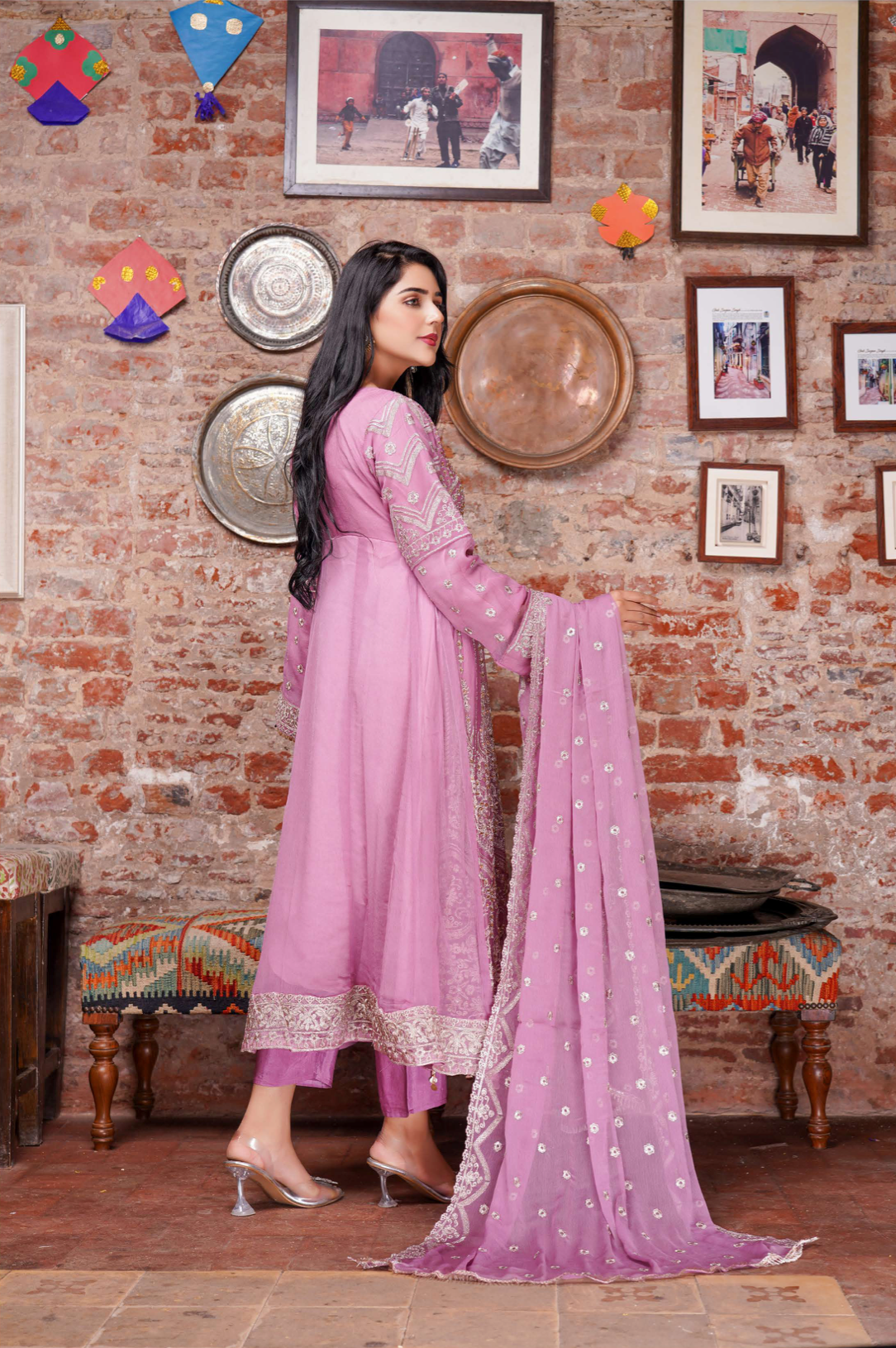 Purple Lilac Chiffon Ladies Suit