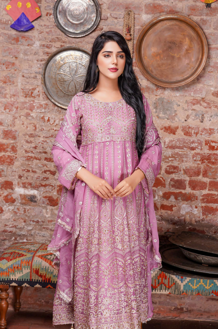 Purple Lilac Chiffon Ladies Suit