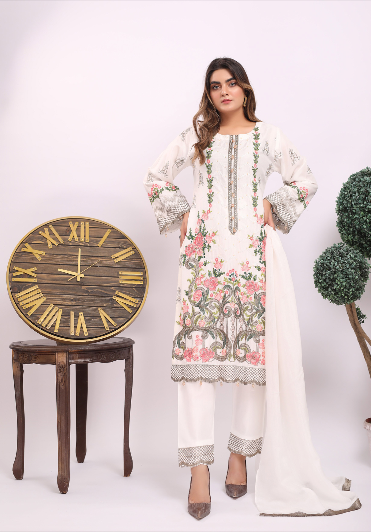 White Linen Ladies Suit