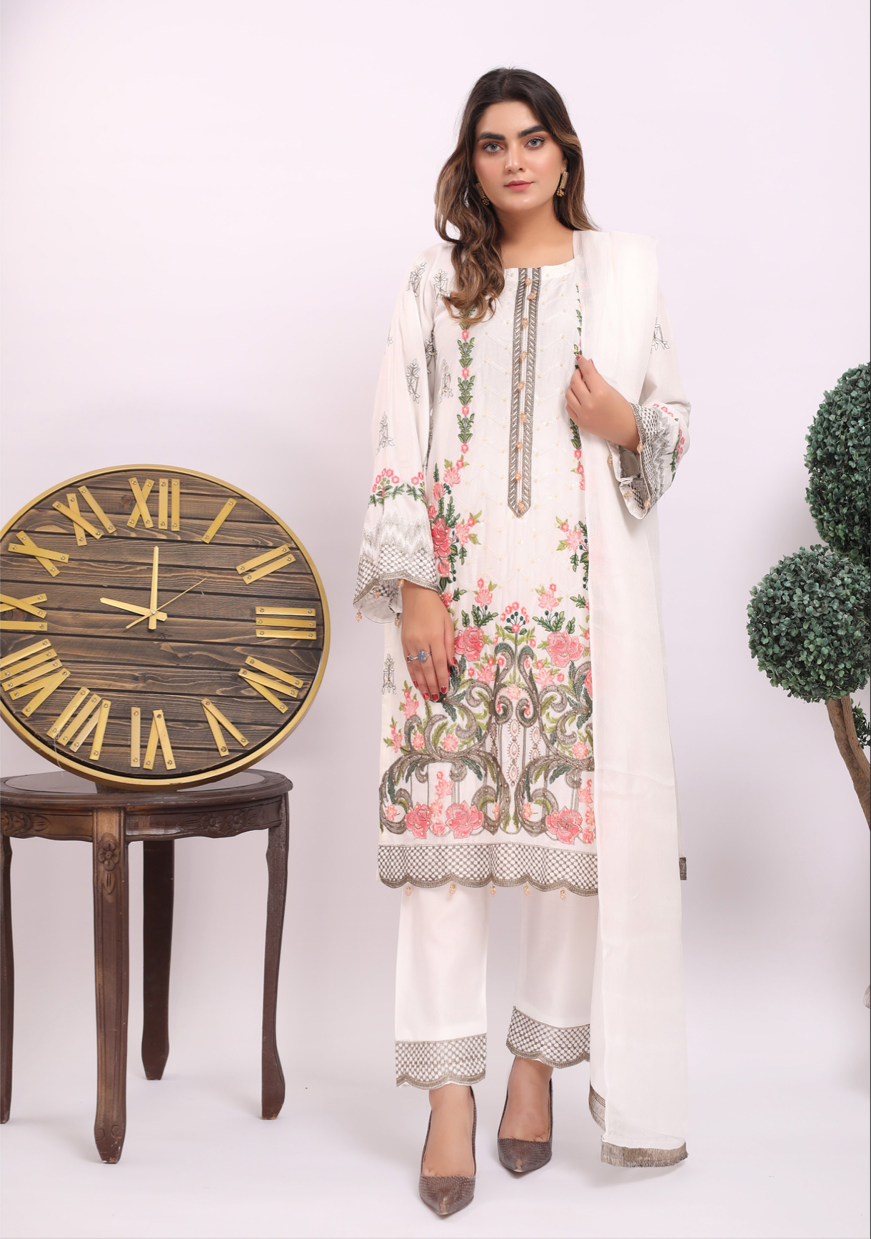White Linen Ladies Suit
