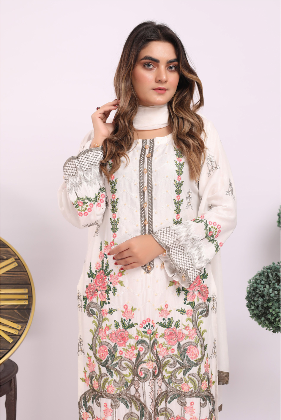 White Linen Ladies Suit