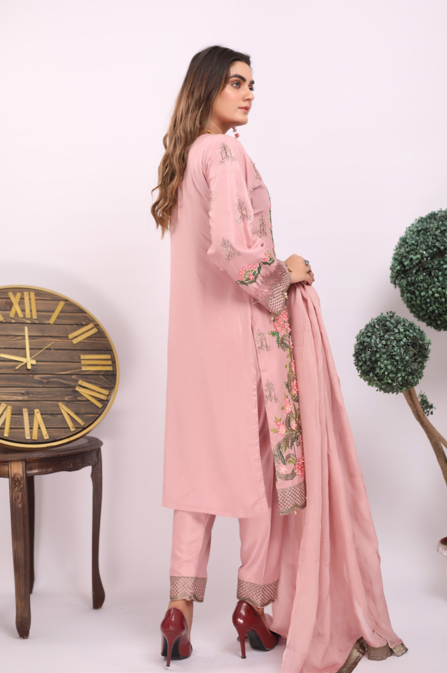 Pink Linen Ladies Suit