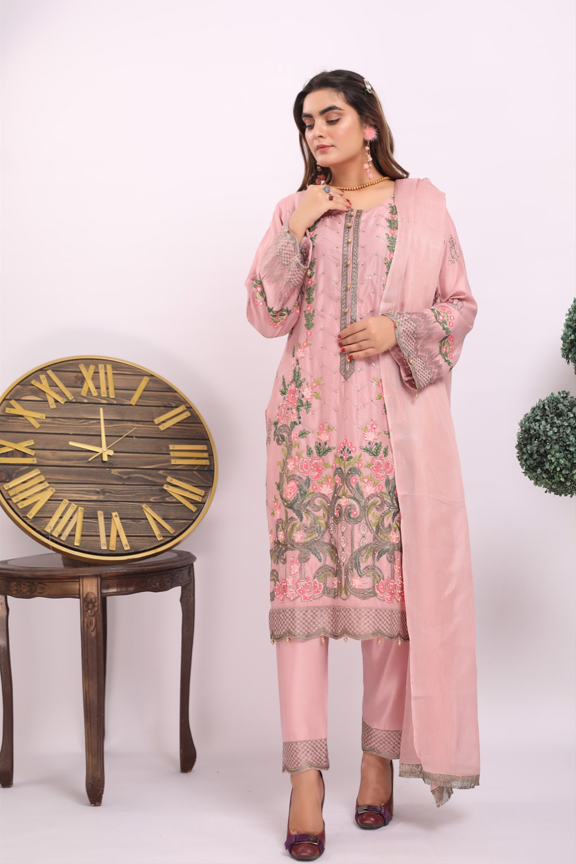 Pink Linen Ladies Suit