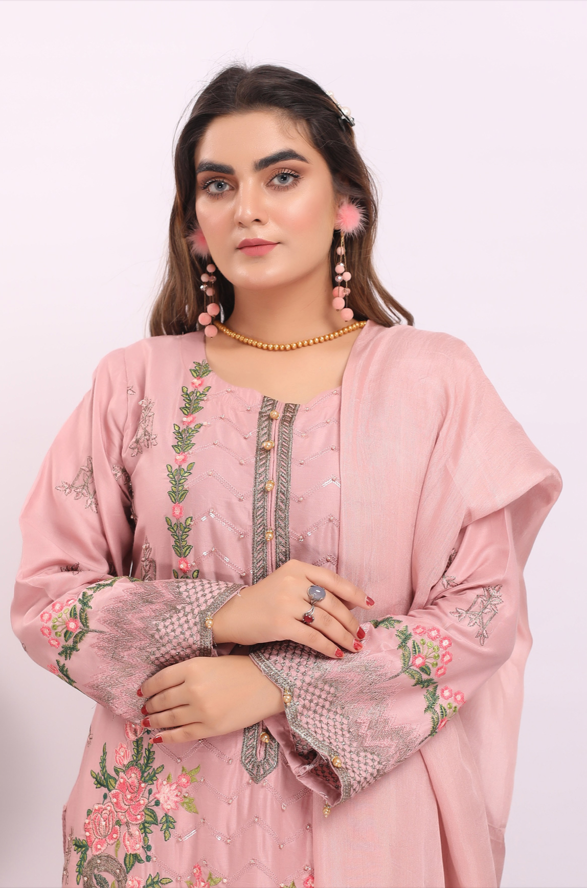 Pink Linen Ladies Suit