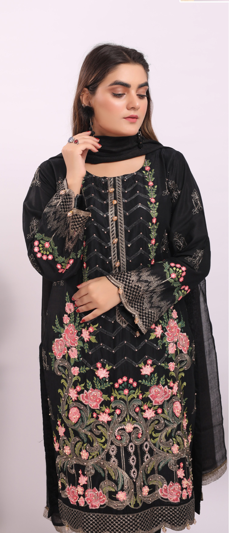 Black Linen Ladies Suit