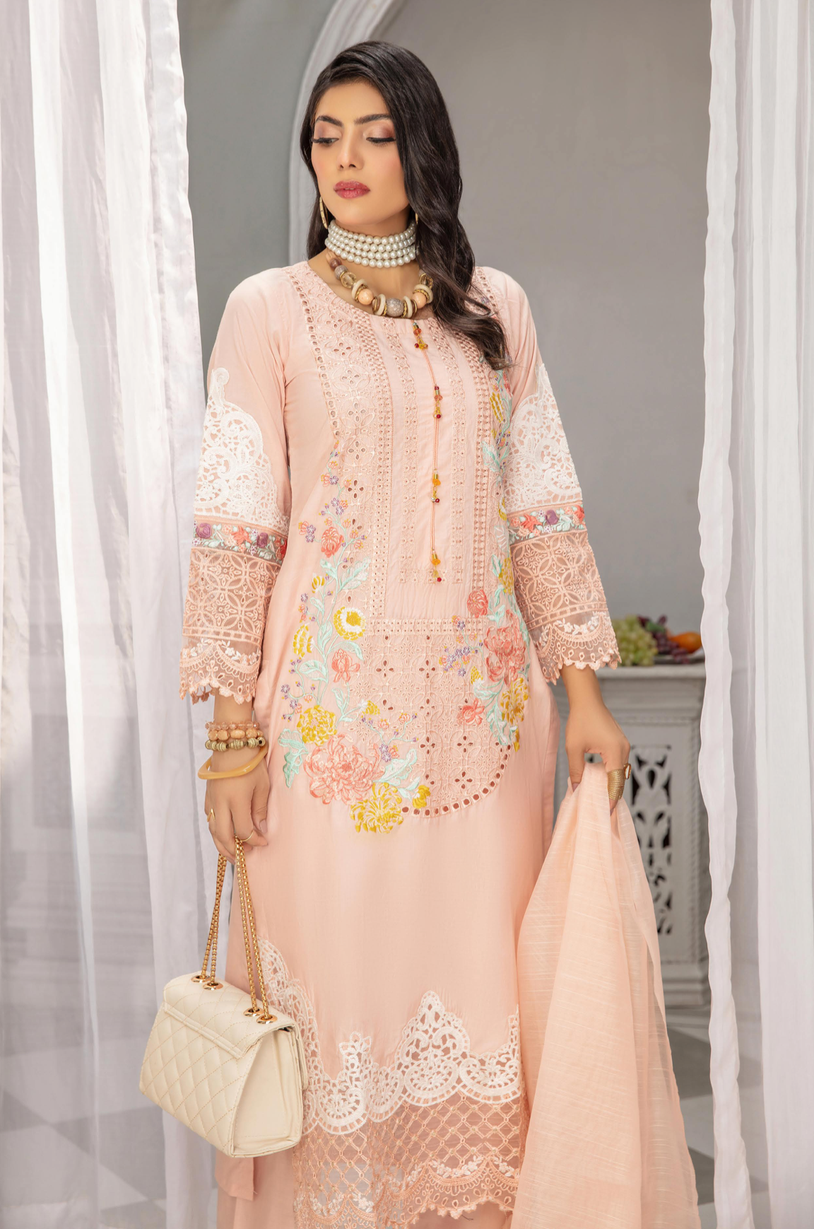 Light Pink Zoha Cotton Ladies Suit