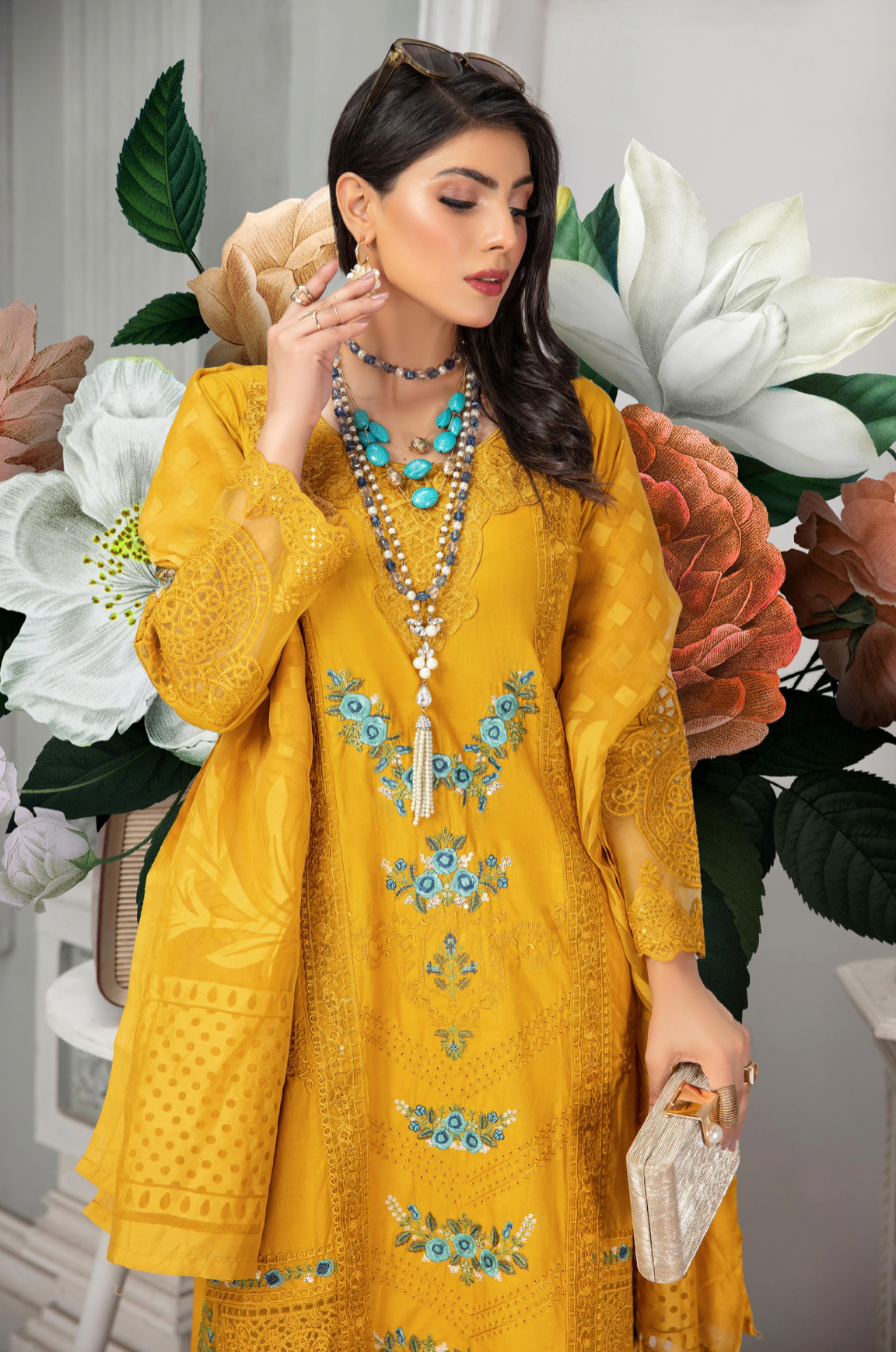 Dark Mustard Yellow Zoha Cotton Ladies Suit