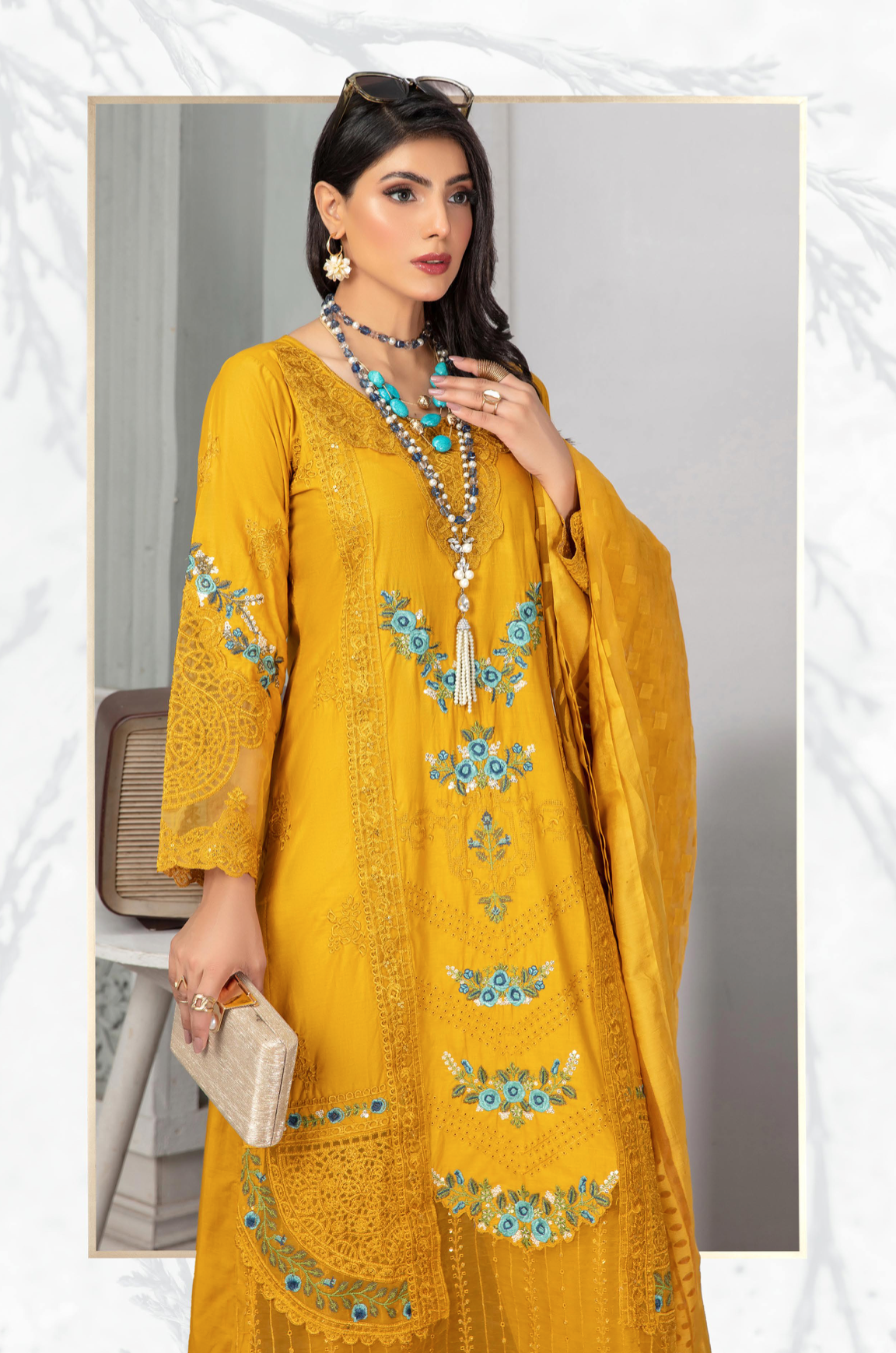 Dark Mustard Yellow Zoha Cotton Ladies Suit